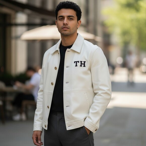Tommy Hilfiger White Leather Jacket - Picture 11 of 11
